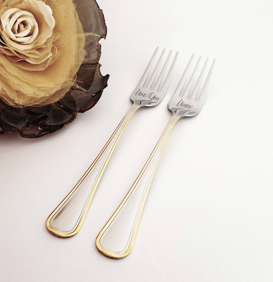 Engraved Anniversary Forks: Stainless Steel Wedding Serving Set