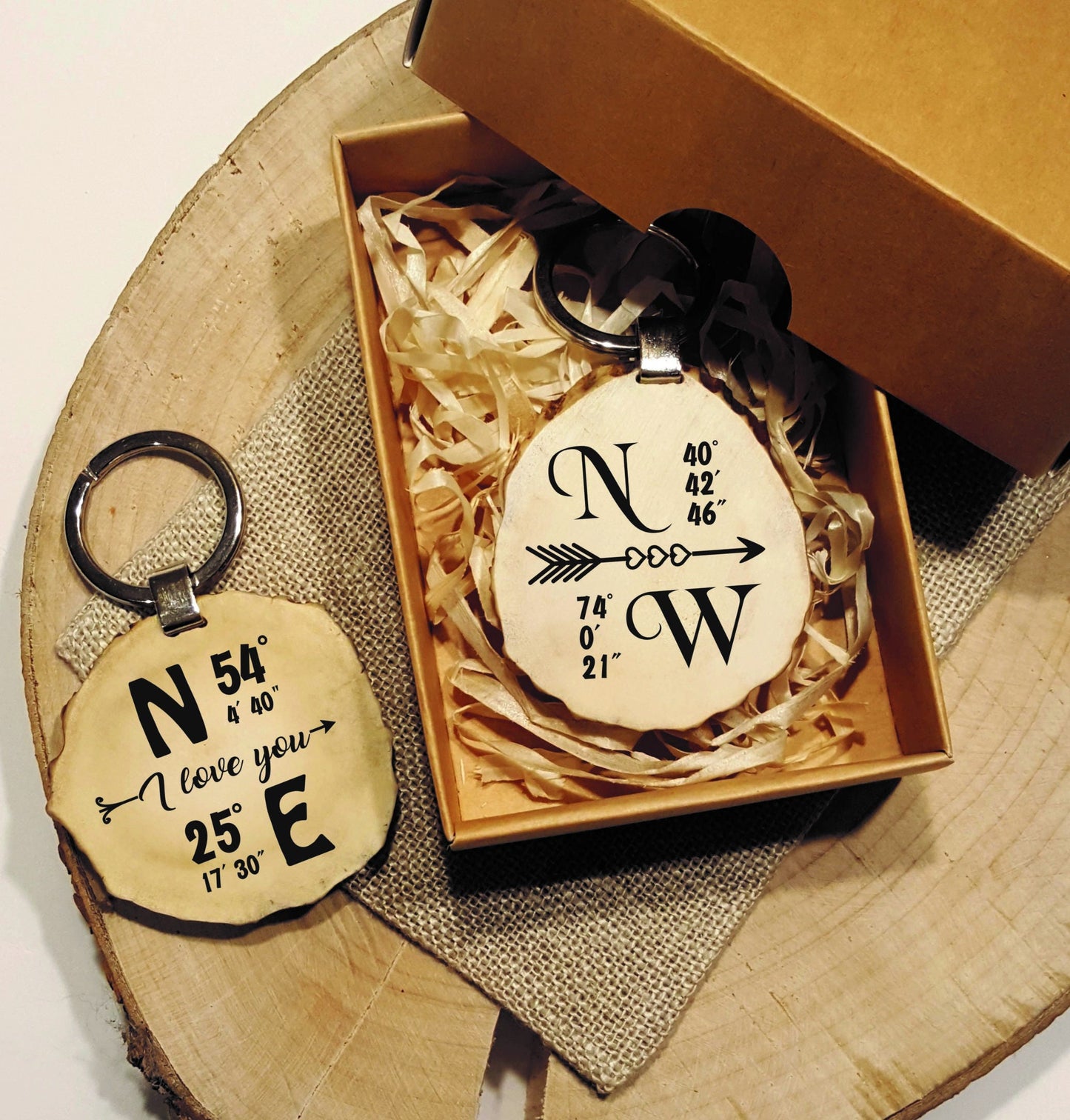 Engraved GPS Coordinates Keychain: Custom Location Gift