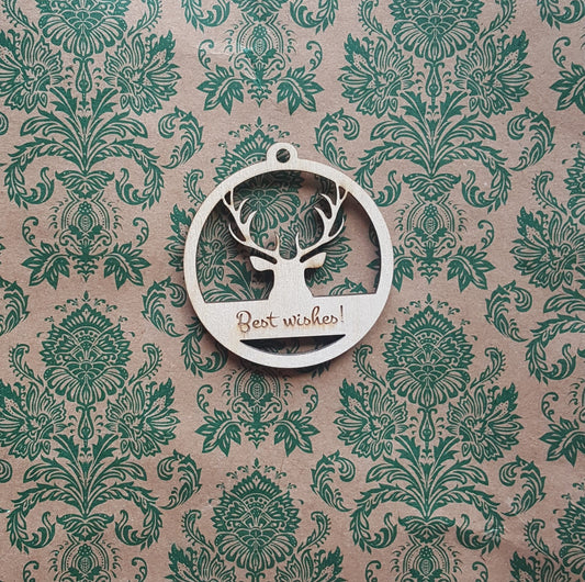Gravierter, personalisierter Geschenkanhänger aus Holz, Weihnachtsetikett aus Naturholz, personalisierter Geschenkanhänger aus Holz mit Hirschmotiv, Hirsch-Weihnachtsanhänger aus Holz
