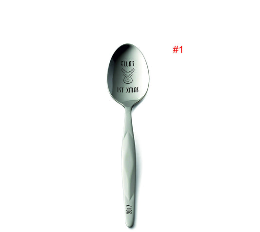 Baby 1st Christmas Gift Personalized Spoon Gift For 1st Year Baby First Xmas Christmas Present For Baby Custom Cutlery First Holiday Gift