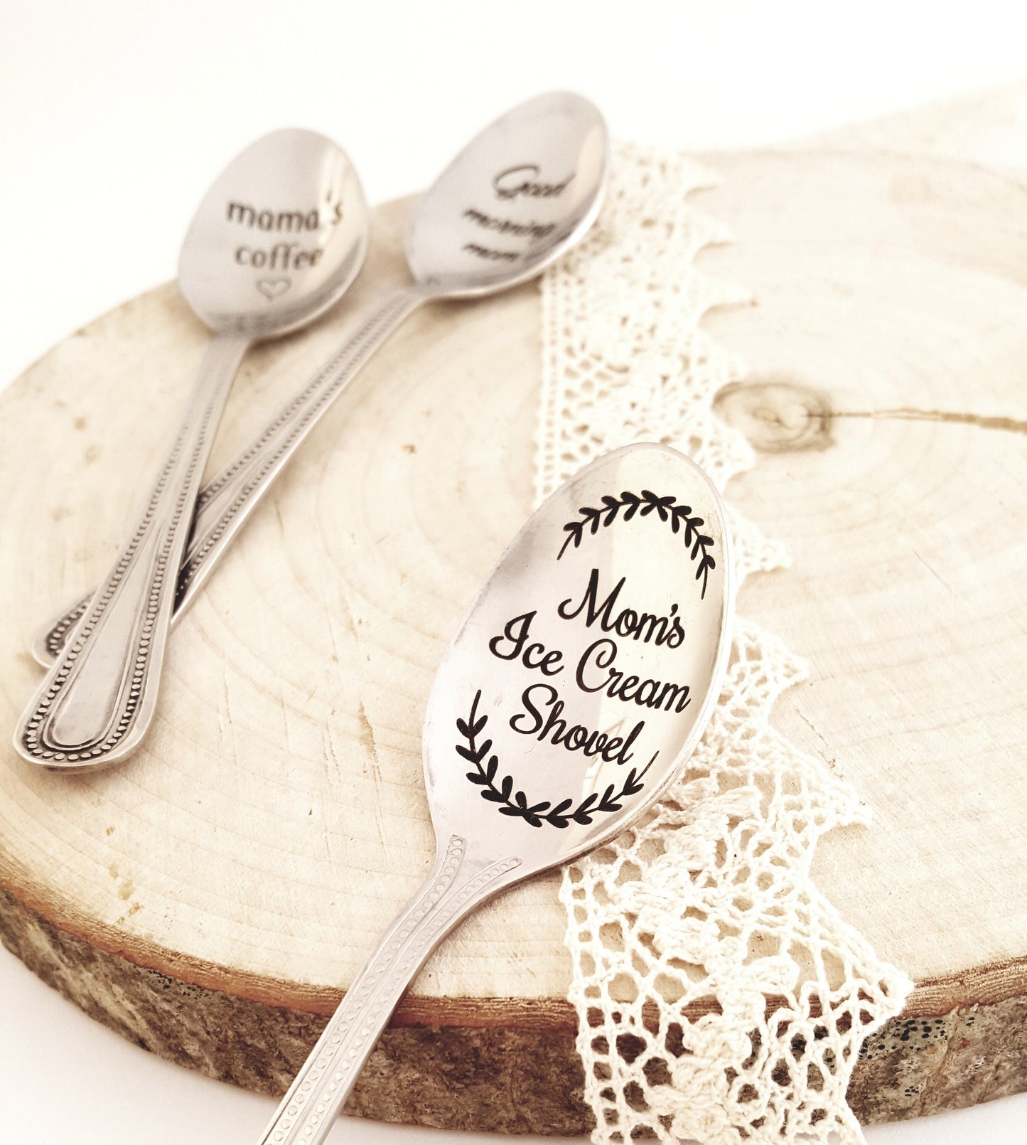 Engraved Coffee Spoon: Personalized Mom's Ice Cream Shovel Gift