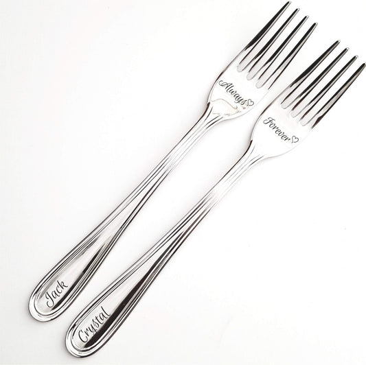 Engraved Wedding Forks: Personalized Stainless Steel Couple Gift