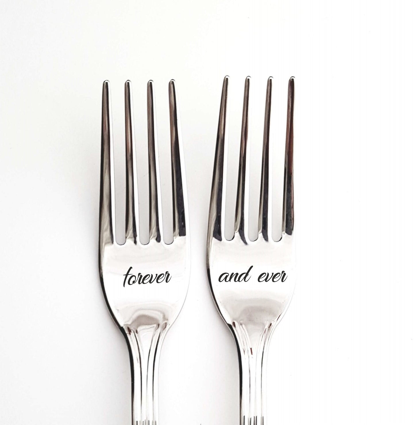 Bridal shower gift for couple, housewarming present for kitchen, wedding dinner forks for bride and groom, engraved anniversary flatware