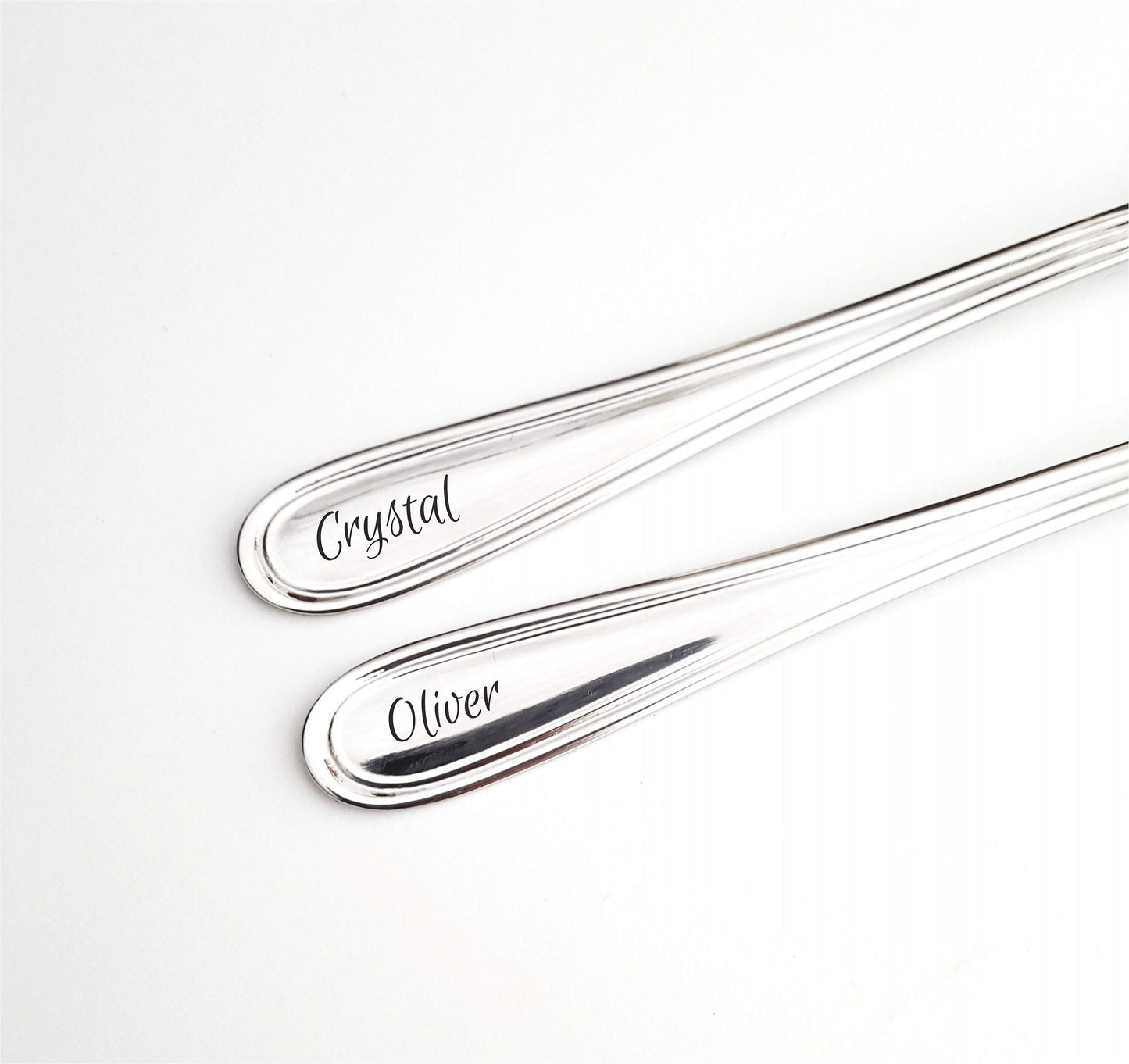 Wife husband Christmas gift for kitchen, first anniversary present for couple, engraved silver forks, personalized housewarming present