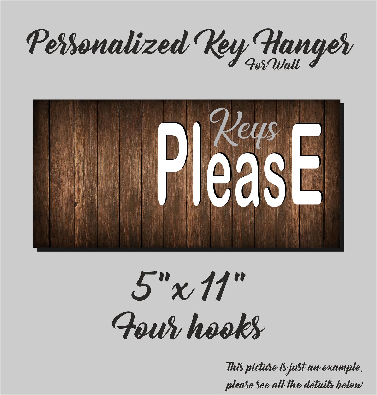Wood Key Holder with Hooks: Wall Mounted Key Organizer