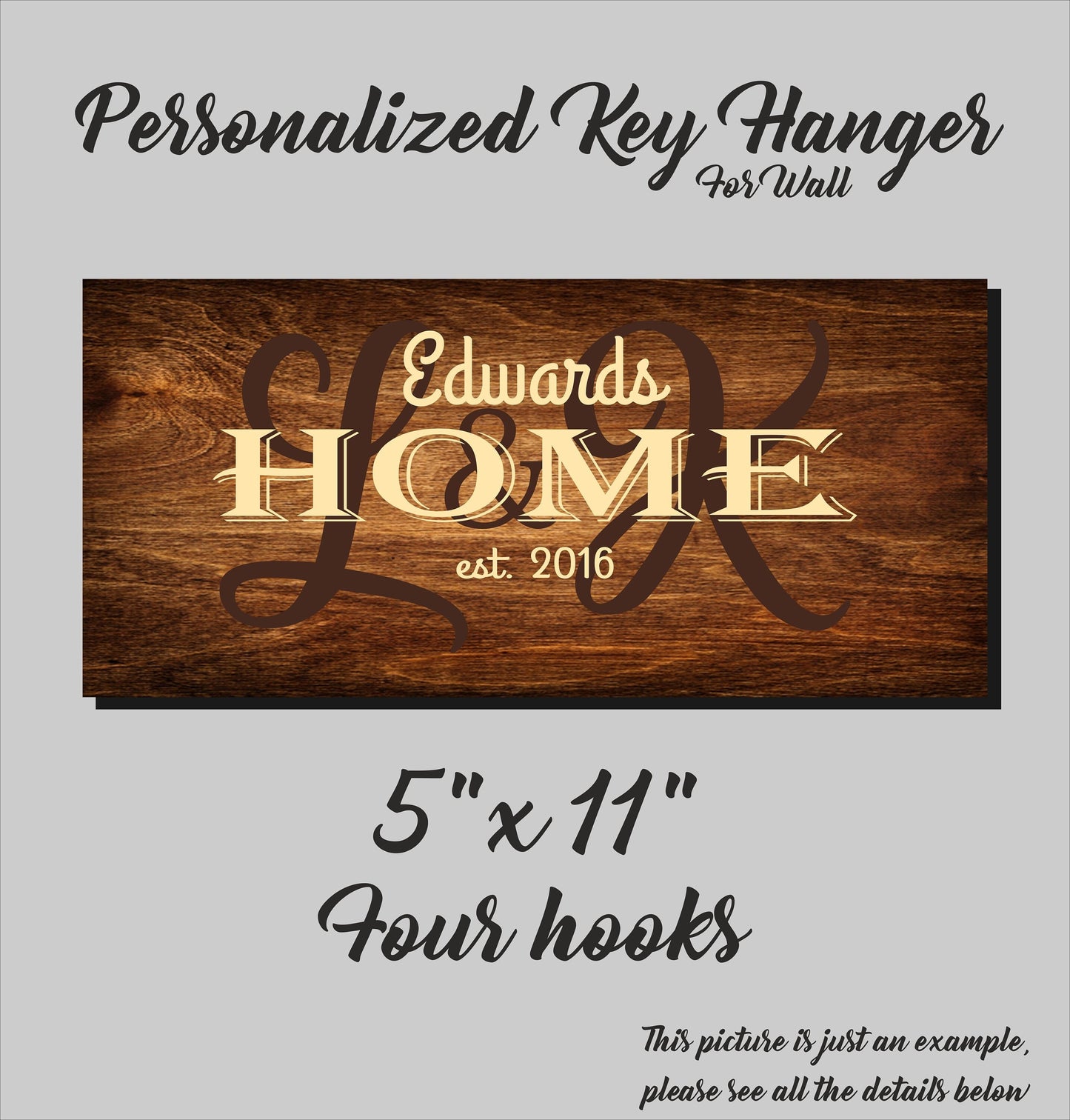 Personalized Wood Key Rack: Monogrammed Family Keepsake