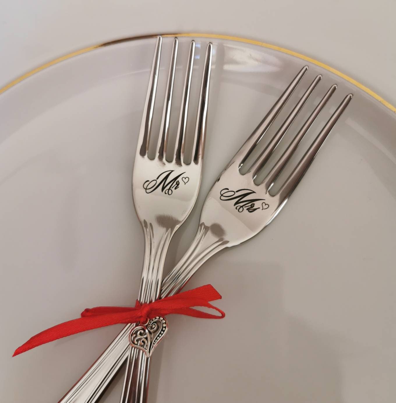 Personalized Mr & Mrs Forks: Engraved Stainless Steel Wedding Keepsake