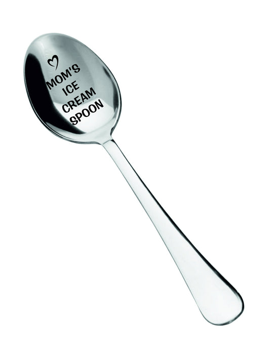 Engraved Moms ice cream spoon, personalized coffee spoon, custom teaspoon, customized serving spoon, silver spoon, best 2020 Christmas gift