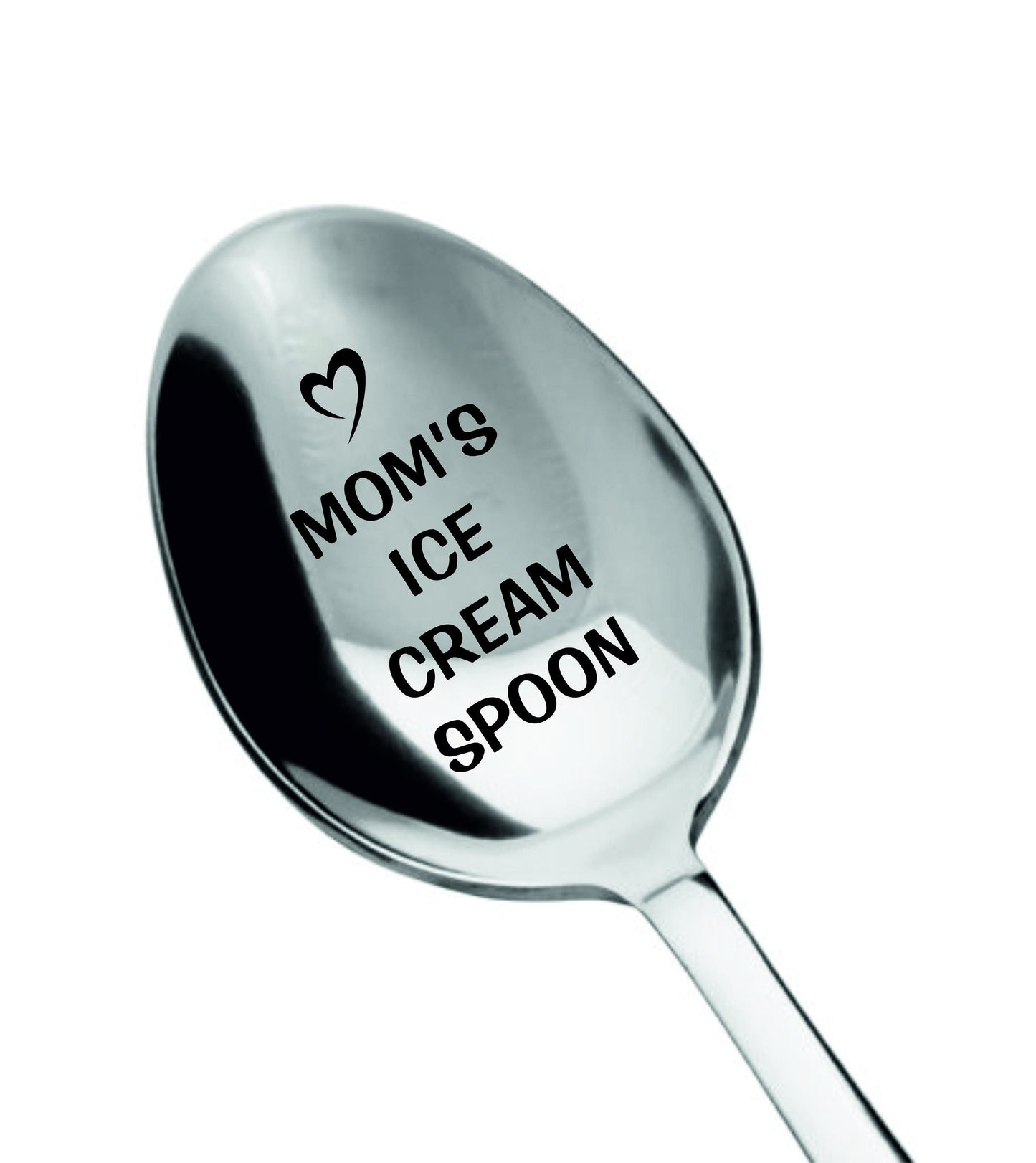 Engraved Moms ice cream spoon, personalized coffee spoon, custom teaspoon, customized serving spoon, silver spoon, best 2020 Christmas gift