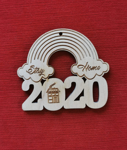 Personalized 2020 Christmas Ornament: Engraved Wooden Quarantine Keepsake