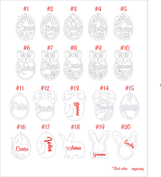 Personalized Easter Egg Name Tag: Laser Cut Birch Plywood Basket Label