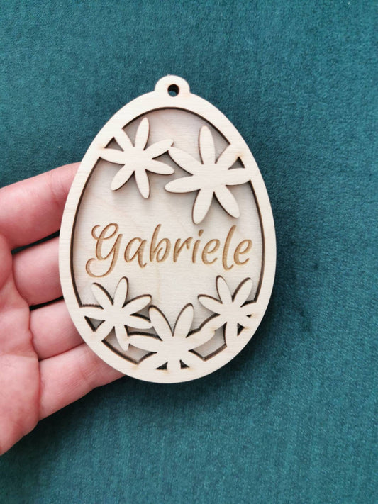 Personalized Wooden Easter Egg Ornament: Laser Cut Birch Plywood
