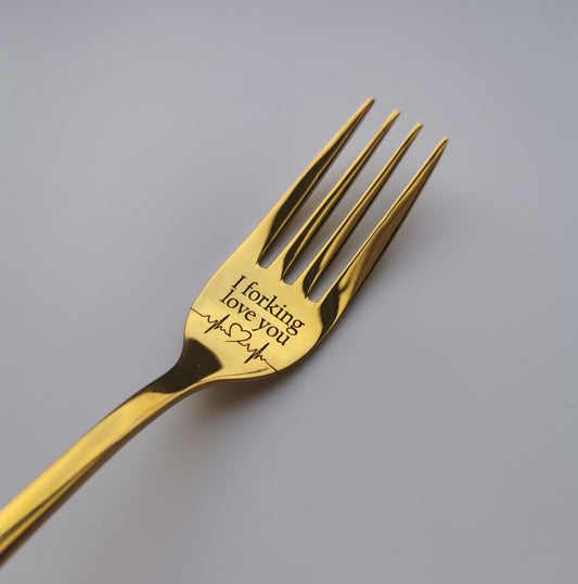 Engraved Fork: "I forking love you" - Funny Gag Gift