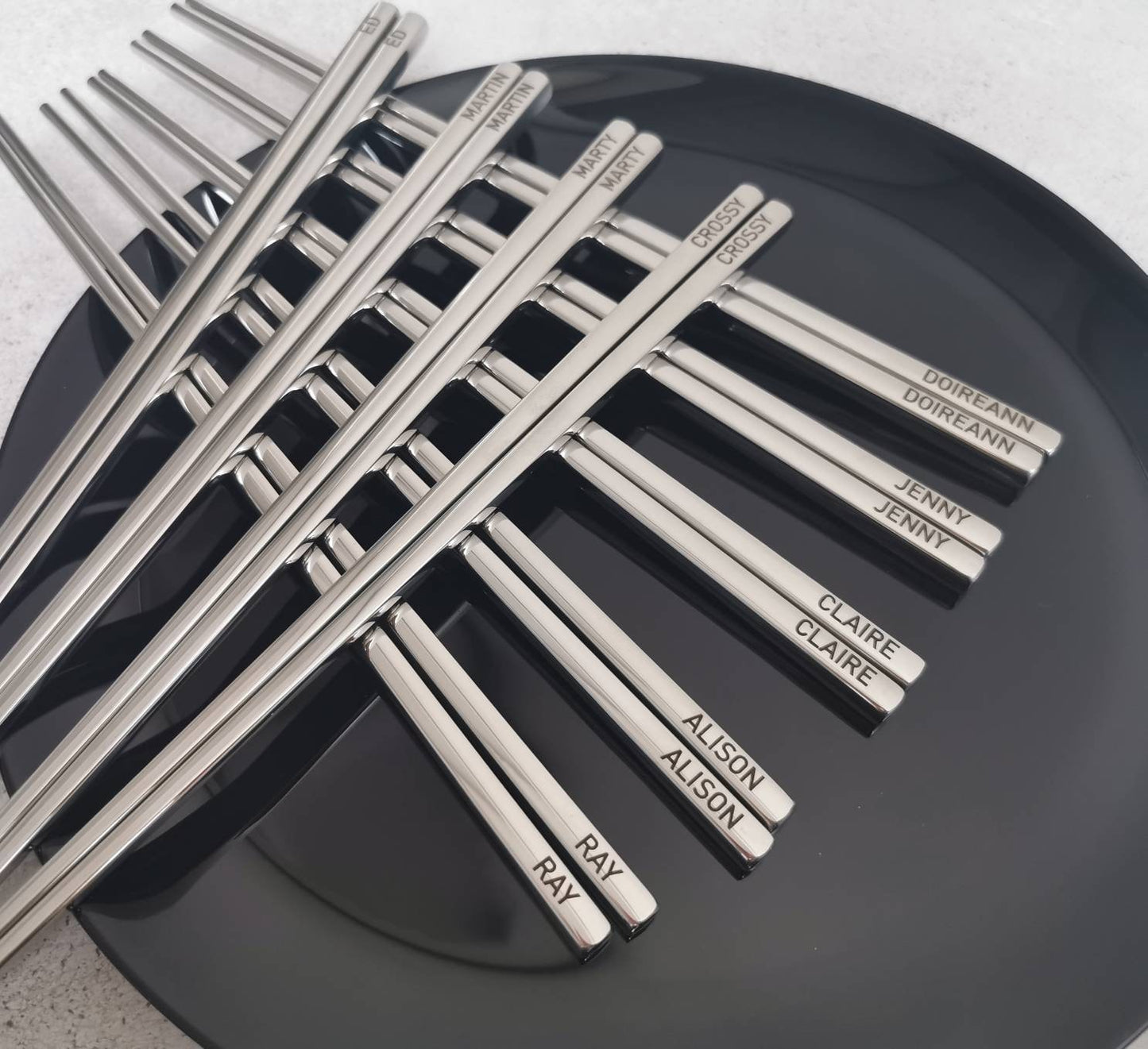 Engraved Chopsticks Set: Personalized Stainless Steel Cutlery, Gift Wrapped