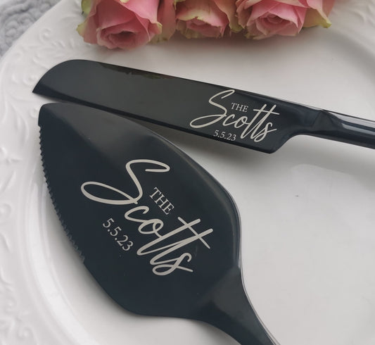 Custom Engraved Silver Cake Server Knife Gift: Perfect Keepsake for Bridal Shower, Wedding, Anniversaries, Cutlery Set for Bride Groom