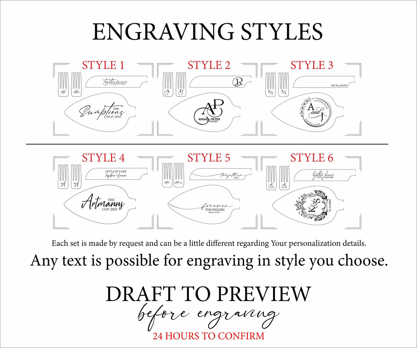 Personalized Cake Cutting Cutlery Kit for Wedding: Luxury Gift Wrapped Keepsake with Customized Engraving for Couple