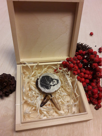 Handmade Dog Bolo Tie: Moose Horn Hunter Necklace