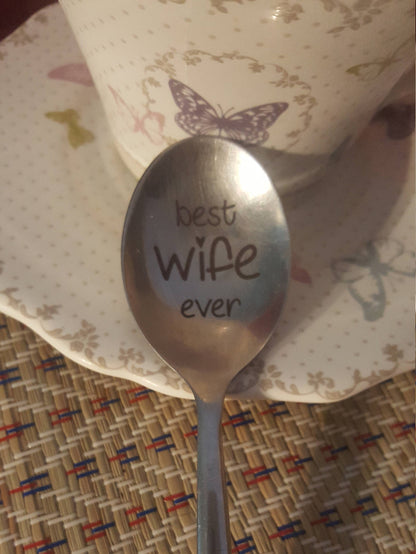 Romantic gift for her Engraved funny valentines day gift idea Custom spoon Best wife ever Anniversary Love present I love my husband
