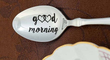 Kaffeelöffel mit eingraviertem Spruch GOOD MORNING, personalisiertes Geschenk für Freunde, Mutter, Vater, Weihnachtsgeschenk für Kaffeeliebhaber,