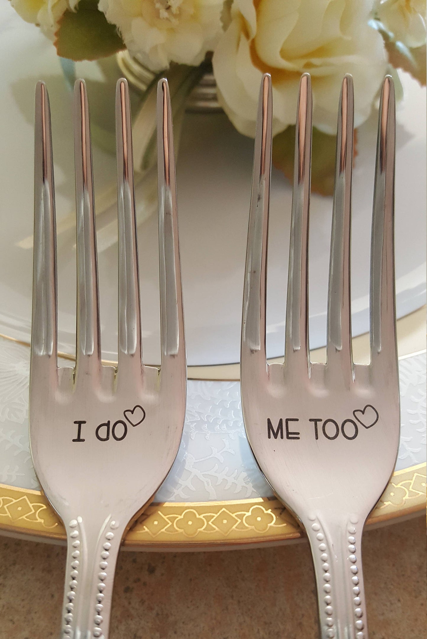 Engraved Wedding Forks: I Do, Me Too - Bridal Shower Gift