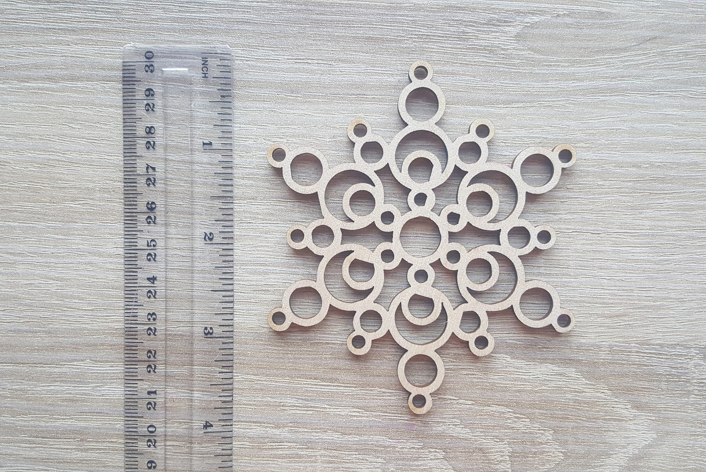 Personalized Wood Snowflake Ornament: Laser Cut Christmas Bauble