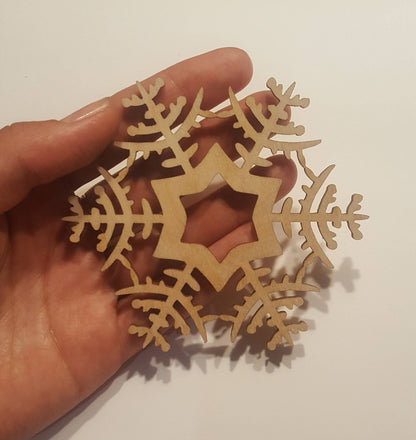 Weihnachtsschmuck aus Holz, Weihnachtsbaumschmuck aus Holz, Schneeflocken-Baumschmuck, lasergeschnittene Schneeflocken-Baumspielzeug-Set