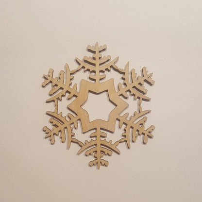 Weihnachtsschmuck aus Holz, Weihnachtsbaumschmuck aus Holz, Schneeflocken-Baumschmuck, lasergeschnittene Schneeflocken-Baumspielzeug-Set