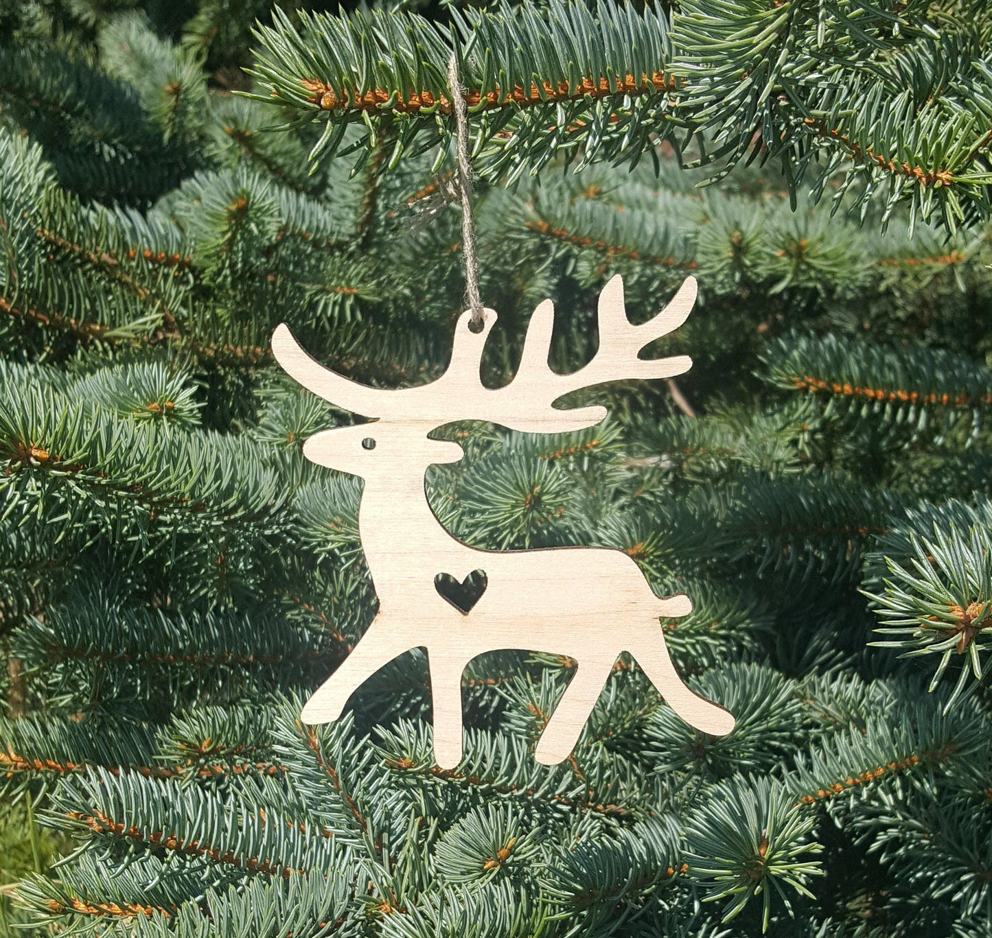 Wooden Deer Christmas Ornament: Rustic Tree Decoration