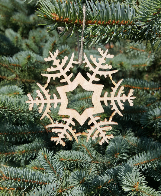 Christmas Wooden Ornaments Wood Christmas Decor Tree Decoration Wooden Snowflake Tree Ornaments Snowflake Ornaments  Laser Cut Tree Toys Set