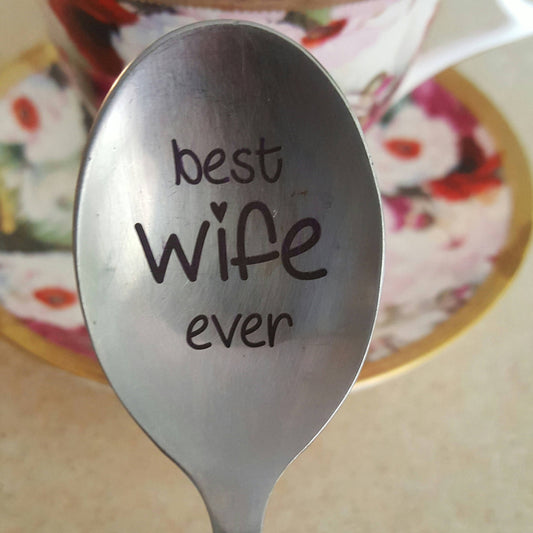 Romantic gift for her Engraved funny valentines day gift idea Custom spoon Best wife ever Anniversary Love present I love my husband