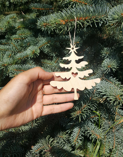 Laser Cut Wood Christmas Ornaments: Gnome, Angel, Deer, Tree - Set of 4