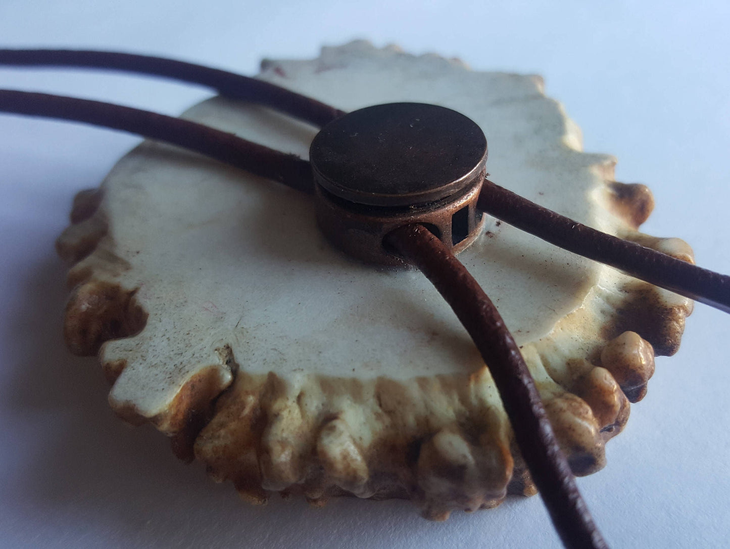 Men western bolo tie Leather antler necklace for him Native necklace with engraved pendant Statement cowboy bolo Hunters Gift Deer hunting