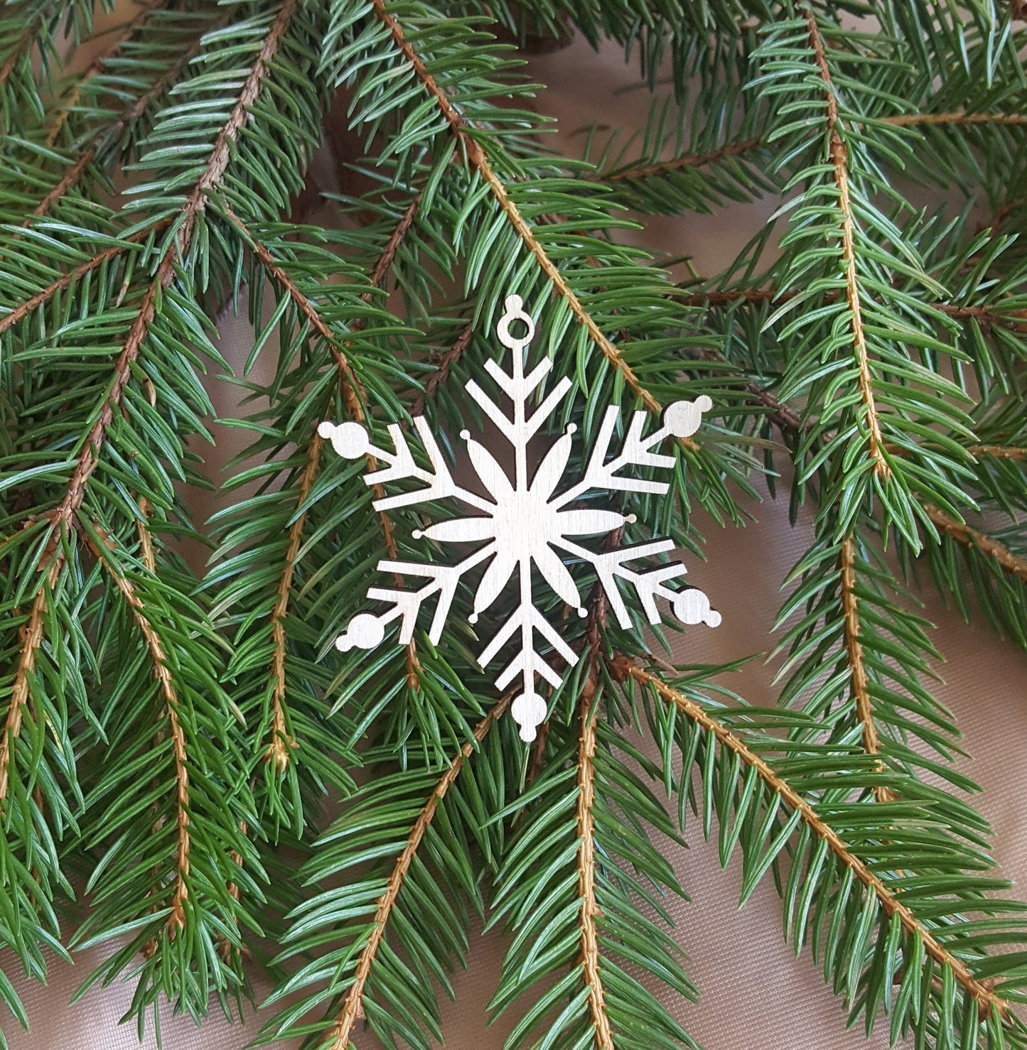 Laser Cut Wood Snowflake Ornaments: Christmas Holiday Decor, Set of 9