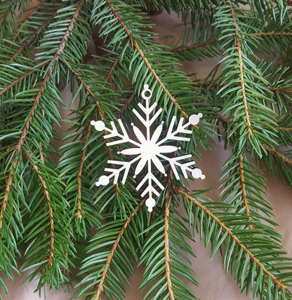 Laser Cut Wood Snowflake Ornaments: Christmas Holiday Decor, Set of 9