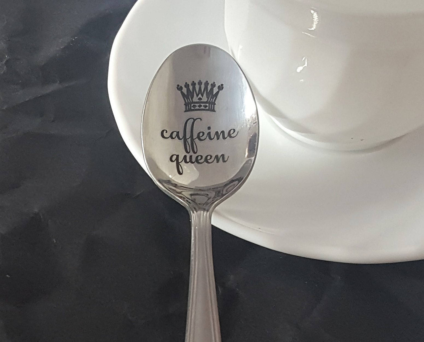 Engraved Coffee Spoon: Caffeine Queen/King, Funny Gift