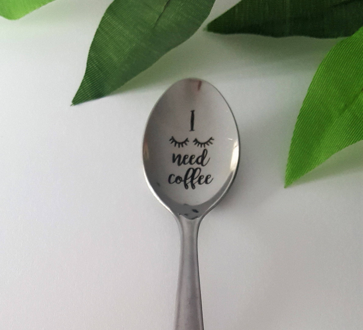 Engraved Spoon: I Need Coffee - Funny Gift for Coffee Lover
