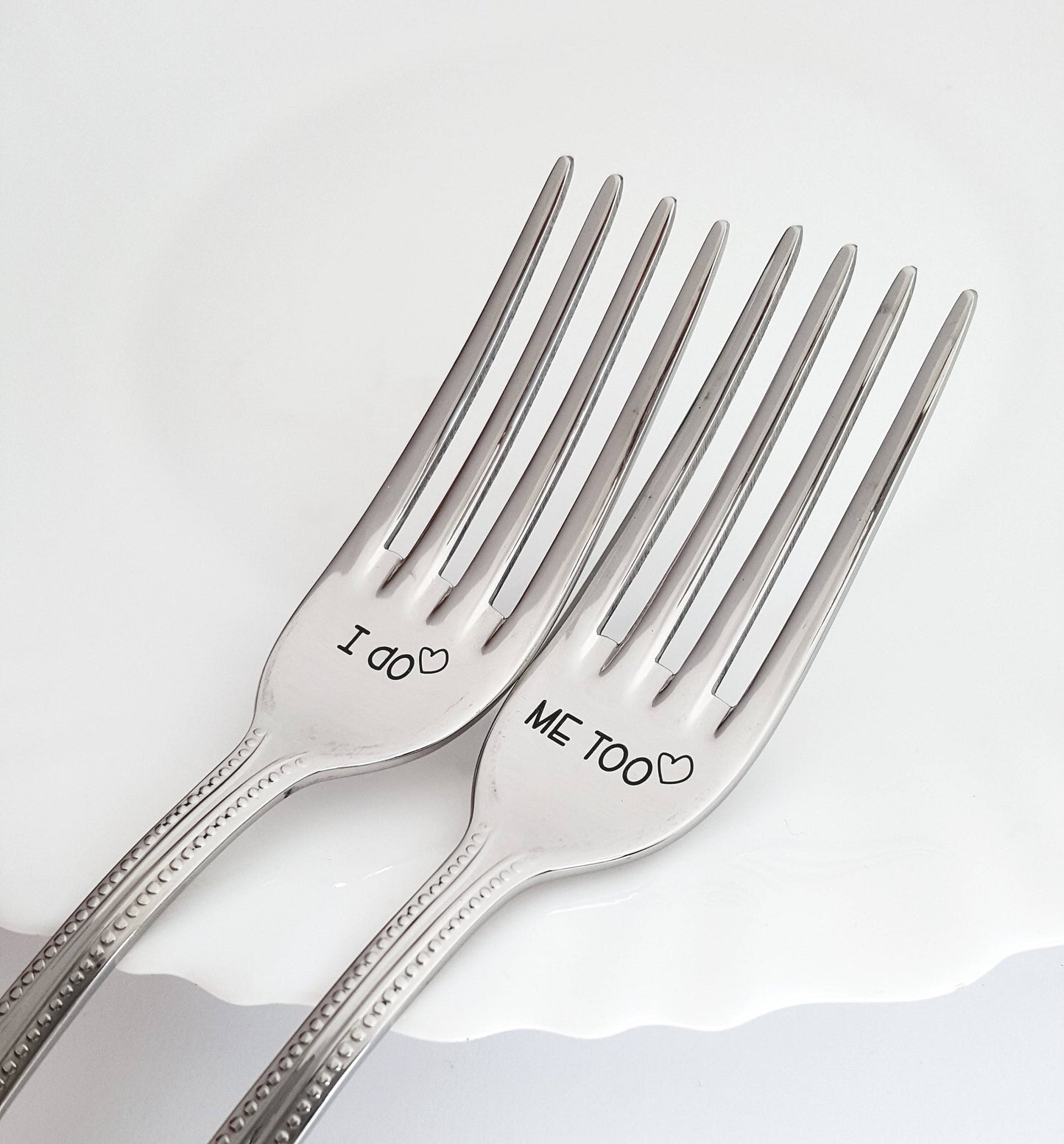 Engraved Wedding Forks: I Do, Me Too - Bridal Shower Gift