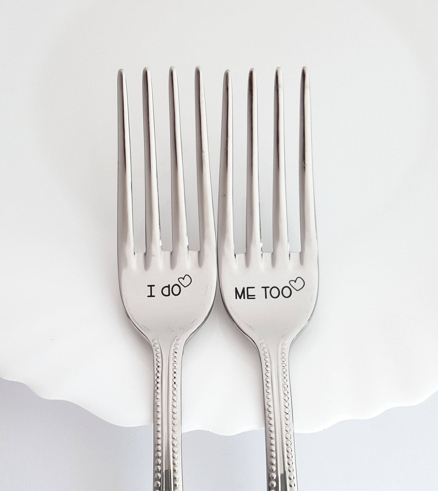 Engraved Wedding Forks: I Do, Me Too - Bridal Shower Gift