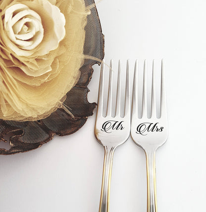 Personalized Wedding Forks: Engraved Mr. & Mrs. Dining Set
