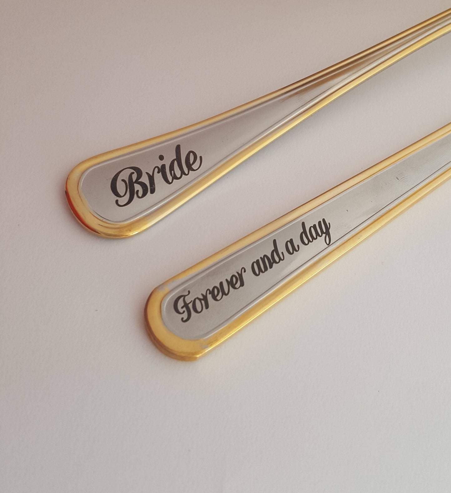 Engraved Wedding Knife and Fork Set: Personalized Gold Silverware