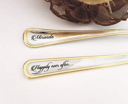 Custom Engraved Wedding Serving Set: Personalized Stainless Steel Fork and Knife
