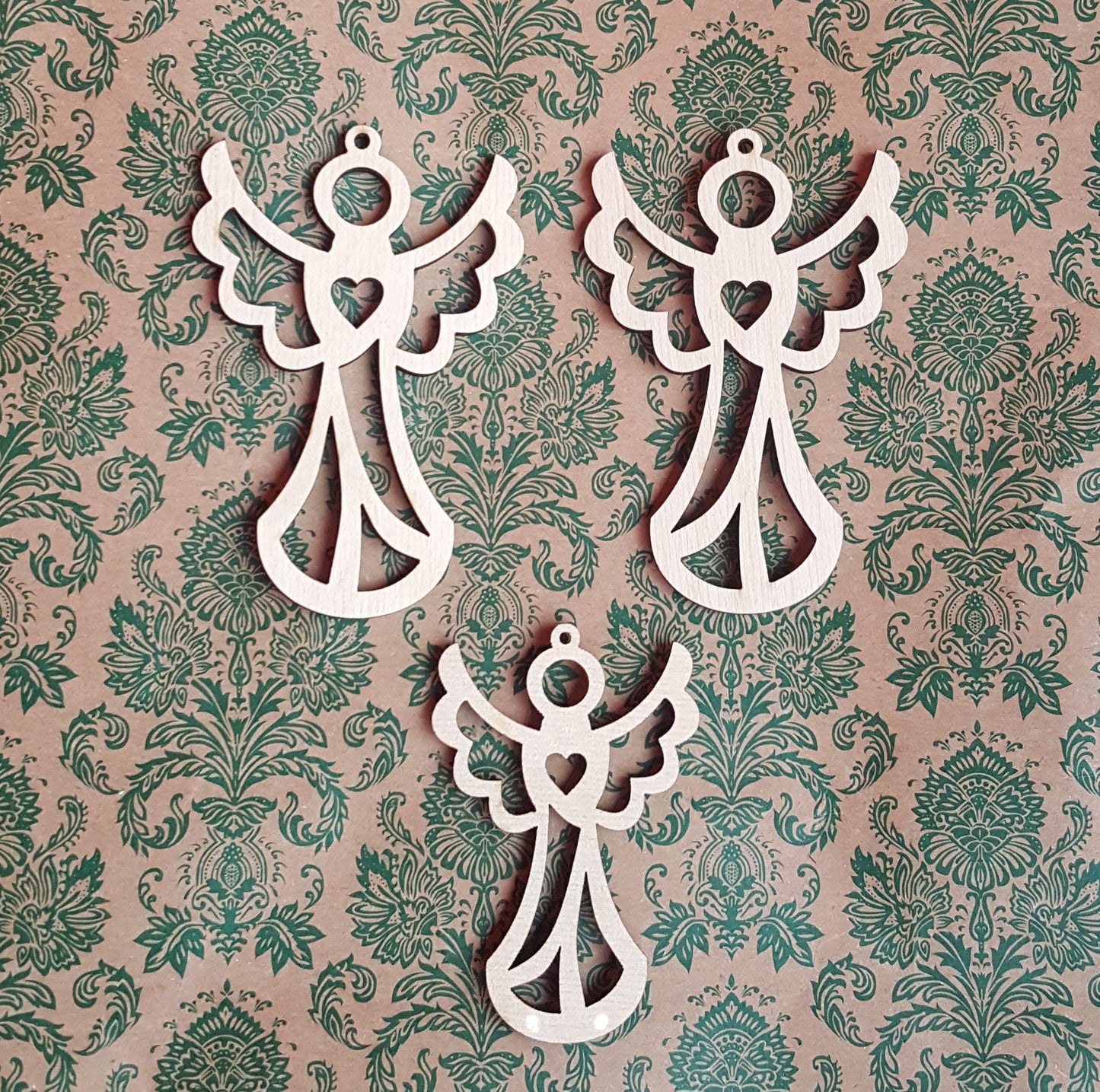Laser Cut Wood Angel Christmas Ornament: Natural Birch Holiday Decor