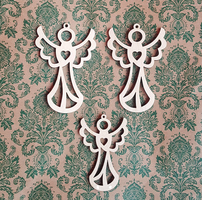 Laser Cut Wood Angel Christmas Ornament: Natural Birch Holiday Decor