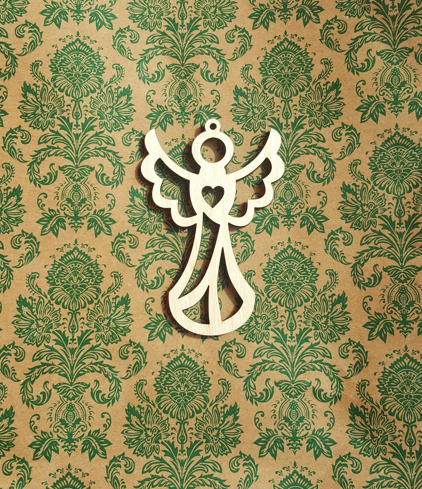 Laser Cut Wood Angel Christmas Ornament: Natural Birch Holiday Decor