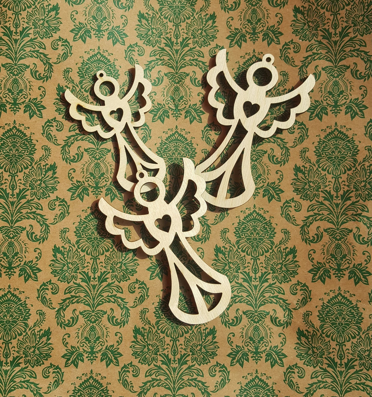 Laser Cut Wood Angel Christmas Ornament: Natural Birch Holiday Decor