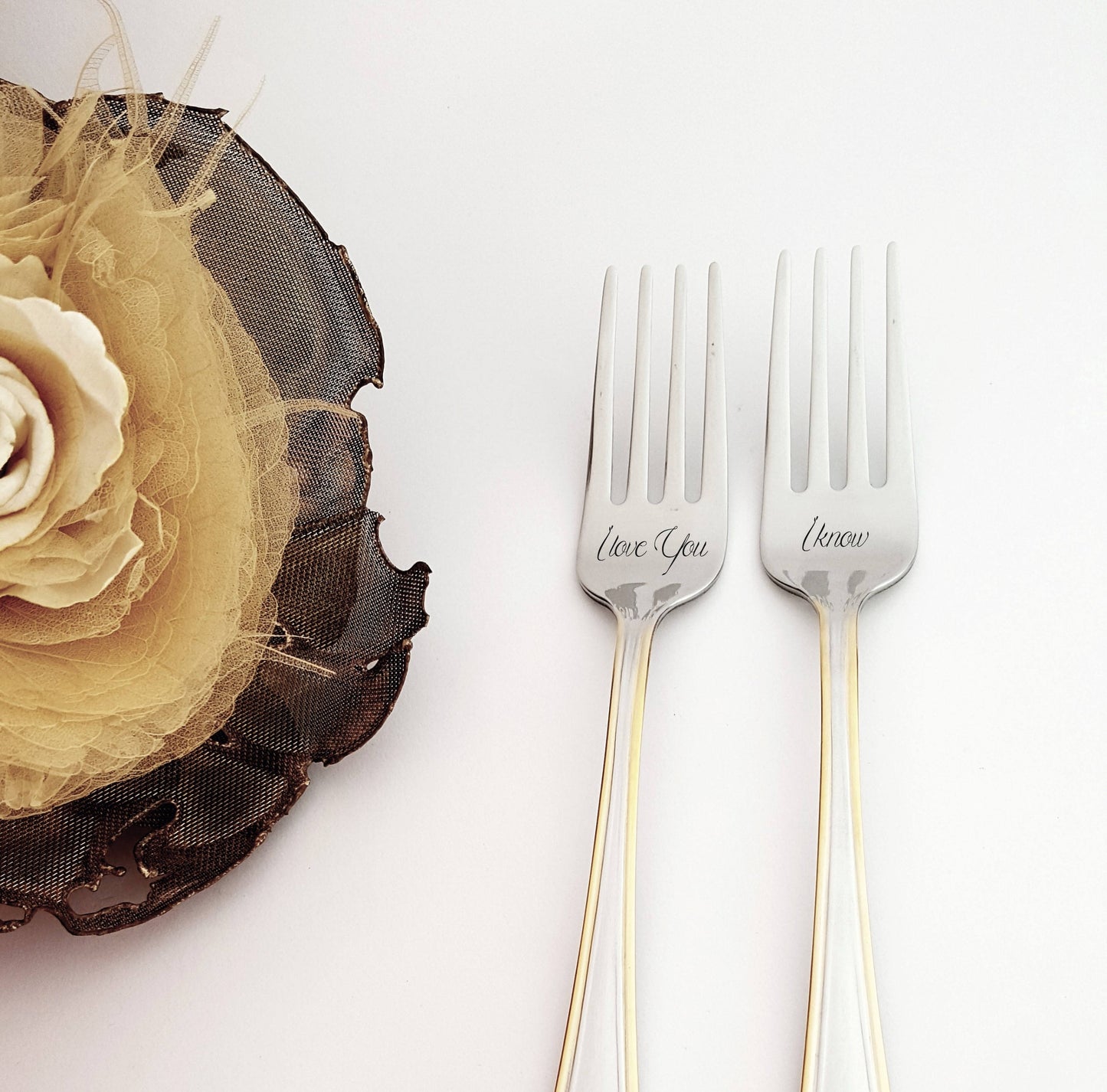 Engraved Anniversary Forks: Stainless Steel Wedding Serving Set