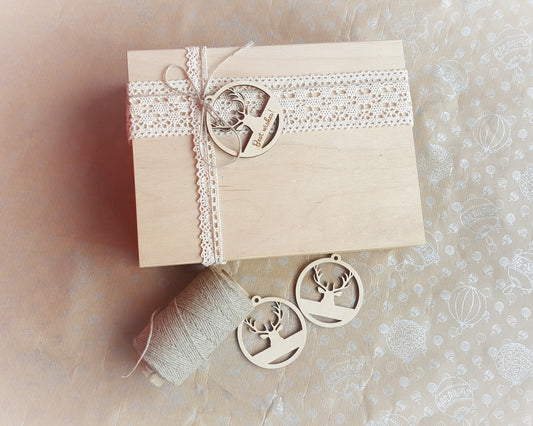 Custom Wood Christmas Tags Wooden Initial Letter Label Personalized Laser Cut Name Tags Initial Letters Ornament Gift Natural Wood Deer Tag