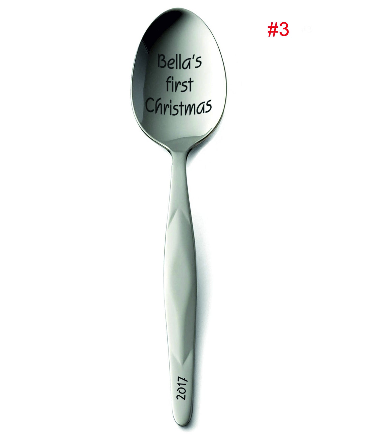Baby First Christmas Gift Babys Spoon Custom Silverware Baby 1St Christmas Present My First Xmas Engraved Holiday Spoon Silver Baby Teaspoon