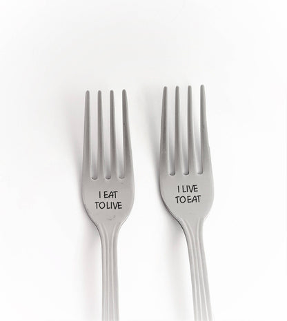 Best Selling Items Silver Forks Set Engraved Flatware Funny Forks Gift For Couple Custom Cutlery Most Popular Gift Quote on Silverware