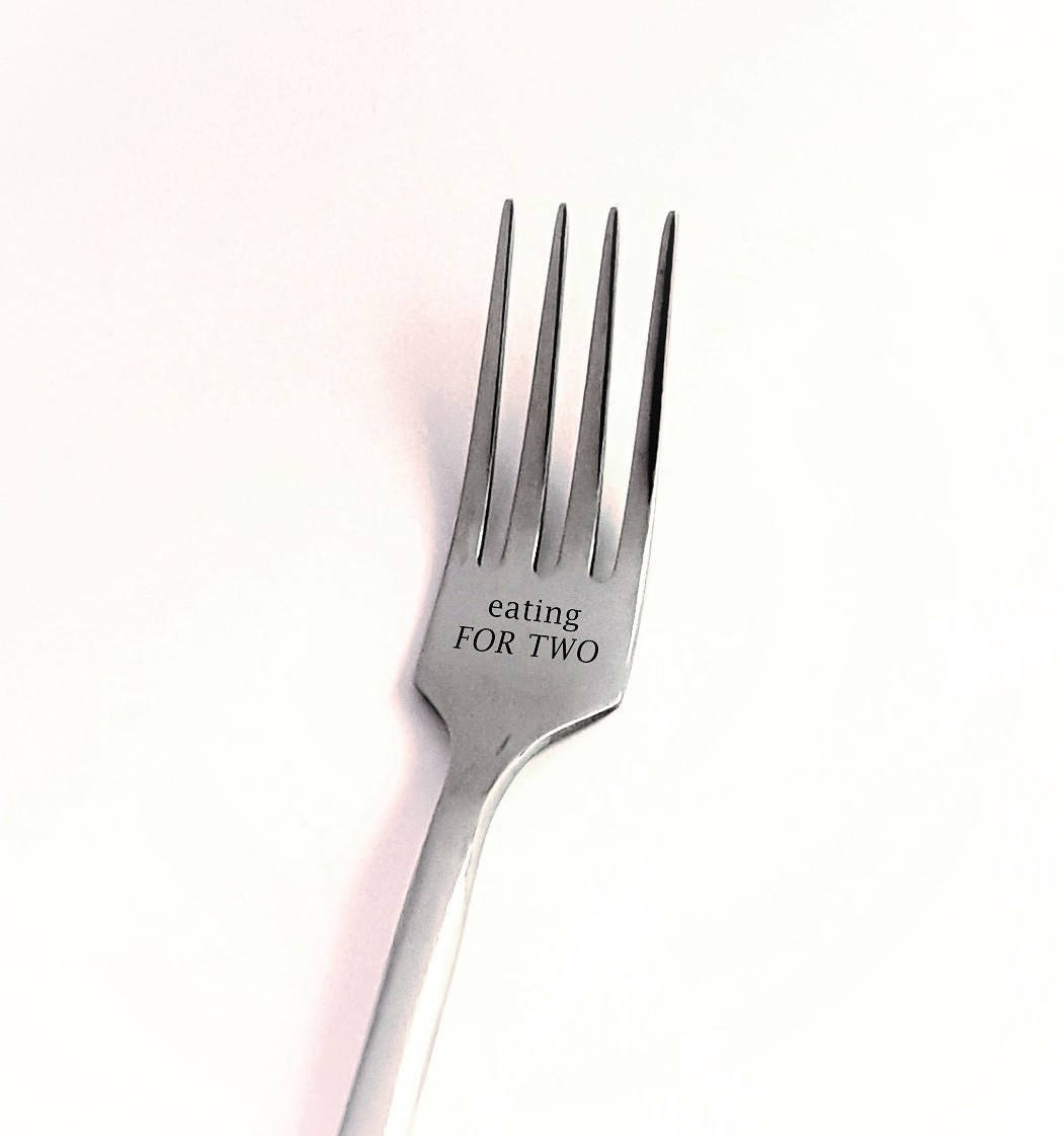 Engraved 'Eating For Two' Fork - Pregnancy Announcement Gift